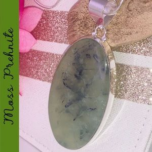 Huge Moss Prehnite Gemstone Handmade Pendant Necklace
